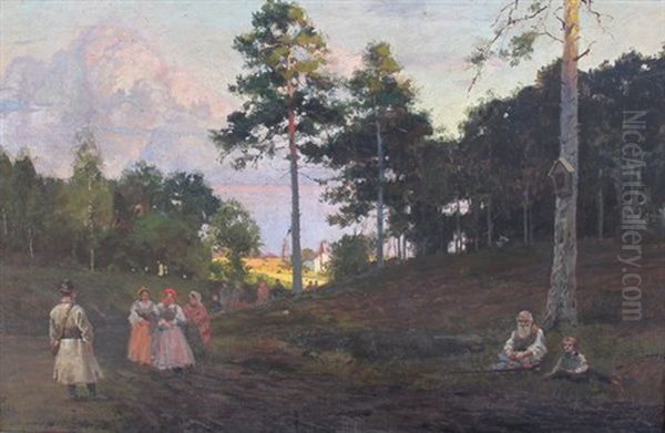 La Promenade En Sous-bois Oil Painting by Jozef Rapacki