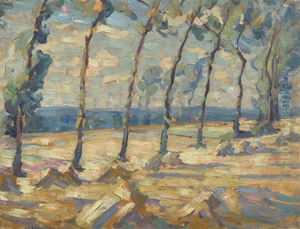 Poplars Oil Painting by Joseph Raphael