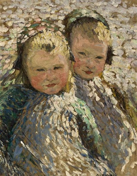 Two Children Oil Painting by Joseph Raphael