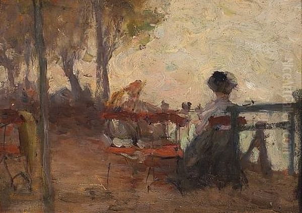 Seated Women On A Veranda Oil Painting by Joseph Raphael