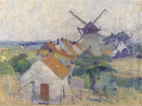 Siska's Windmill In Knocke Oil Painting by Joseph Raphael