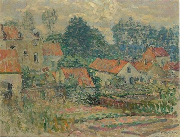 The Red Roofs (paysage Aux Toits Rouges) Oil Painting by Joseph Raphael