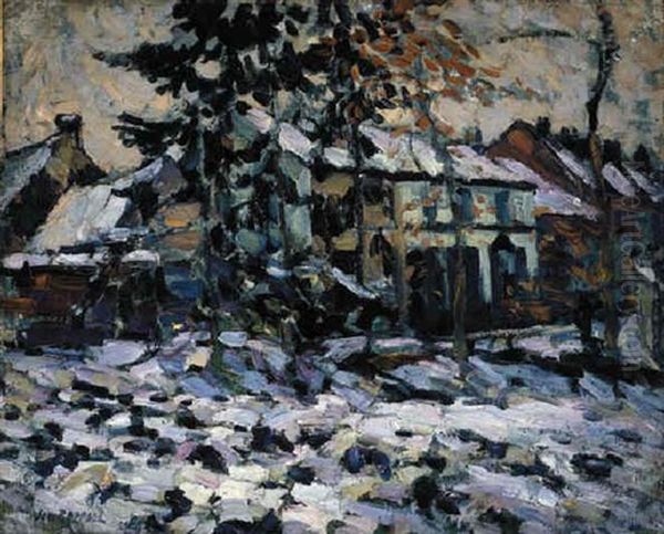 Village In Winter Oil Painting by Joseph Raphael