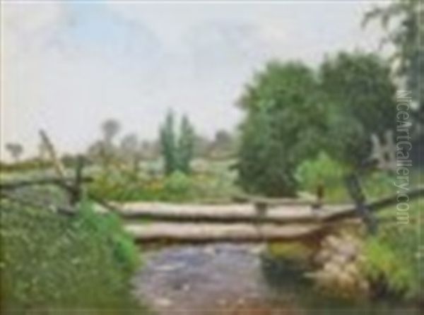 Bridge Over A Stream; 1905(?) Oil Painting by William Raphael