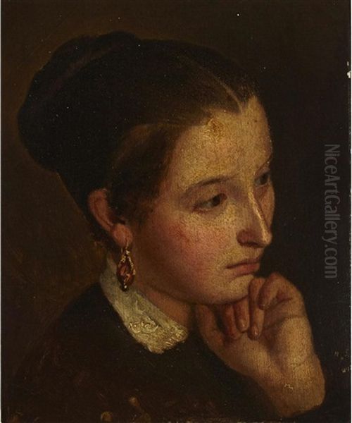 Portrait Of A Young Lady Oil Painting by William Raphael