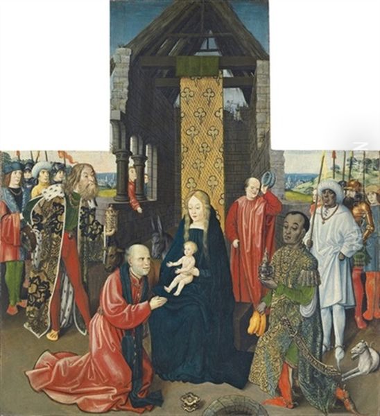 The Adoration Of The Magi - A Panel From An Altarpiece Oil Painting by Johann (Hans) Raphon (von Eimbeck)