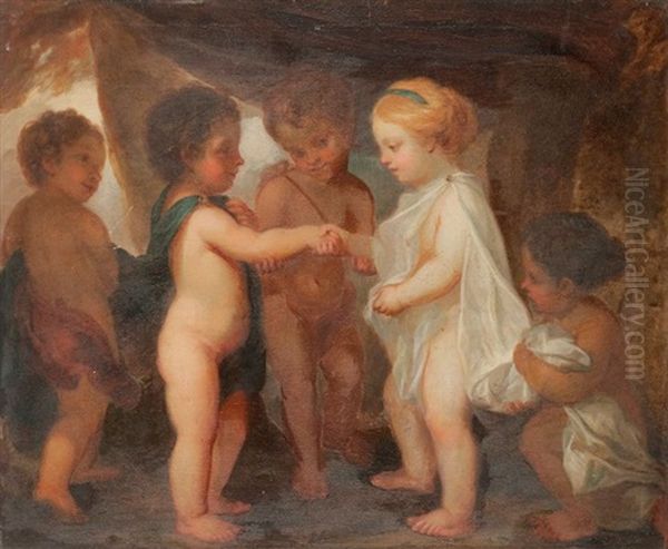 Le Mariage Des Enfants Oil Painting by Vittorio Amedeo Rapous