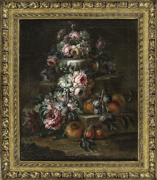 Natura Morta Con Fiori E Frutta Oil Painting by Vittorio Amedeo Rapous