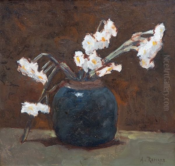 A Still Life Of Daffodils In A Blue Vase Oil Painting by Alexander Gerhard Anton van Rappard