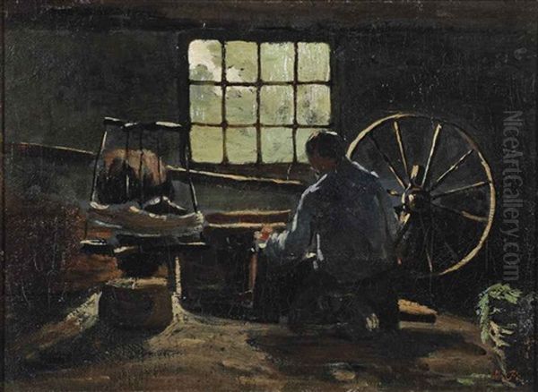 A Man Spooling Yarn, Nuenen Oil Painting by Alexander Gerhard Anton van Rappard