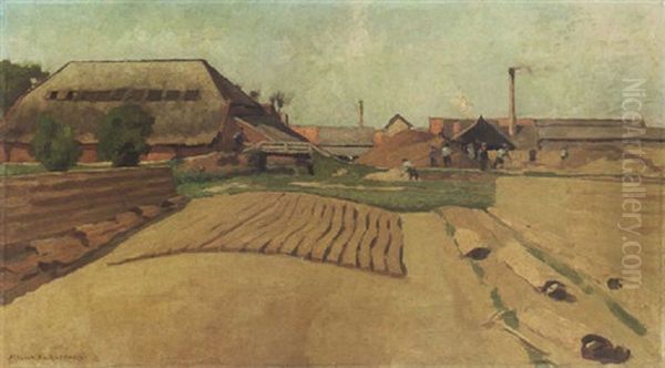 View Of The Ruimzicht Brickyard, Jutphaas Oil Painting by Alexander Gerhard Anton van Rappard