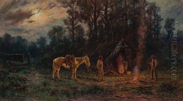 Indians In Camp Oil Painting by Henry Raschen