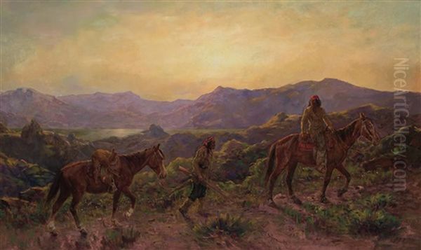 Native Americans On The Hunt Oil Painting by Henry Raschen