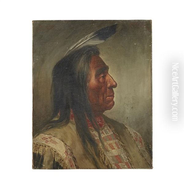 Profile Portrait Of Red Cloud, Sioux Chief by Henry Raschen