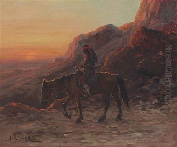 Through The Mountain Pass Oil Painting by Henry Raschen