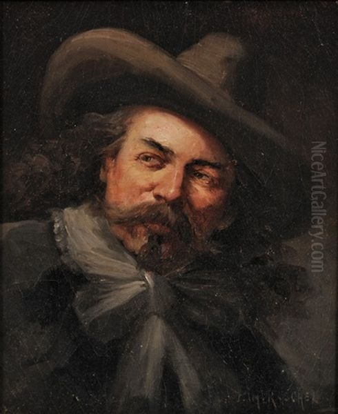 Portrait Of A Man, Possibly Buffalo Bill Cody Oil Painting by Henry Raschen