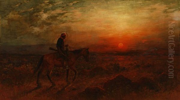 Apache On Horseback Returning Home Oil Painting by Henry Raschen