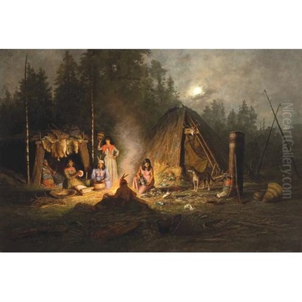 The Basket Makers Of Mendocino County Oil Painting by Henry Raschen