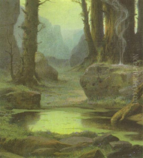 Waldlichting Bei Abenddammerung Oil Painting by Karel Rasek