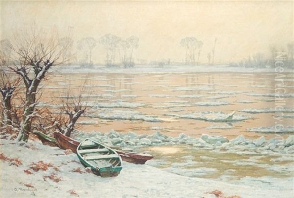 Winter Am Niederrhein Oil Painting by Alfred Rasenberger