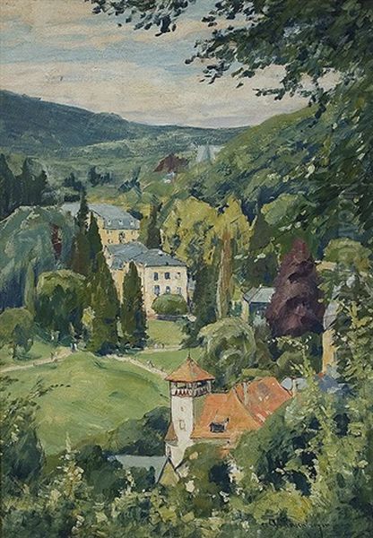 View On Schlangenbad At The Taunus Oil Painting by Alfred Rasenberger