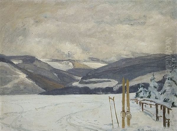 Winter At The Kahlen Asten Oil Painting by Alfred Rasenberger