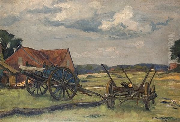 Fuhrwerke Oil Painting by Alfred Rasenberger