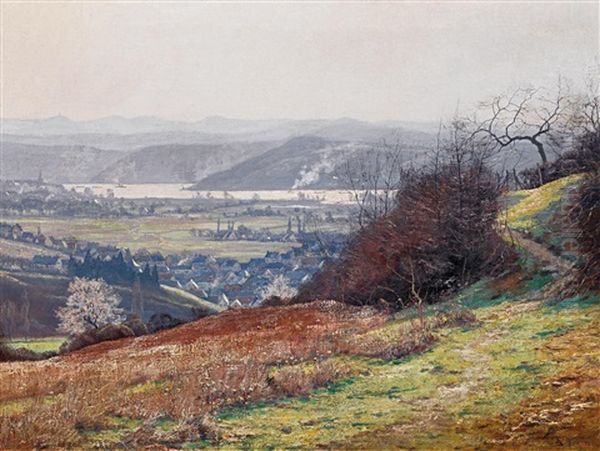 Vorfruhling In Den Hugeln Oberhalb Von Bad Honnef An Rhein Oil Painting by Alfred Rasenberger