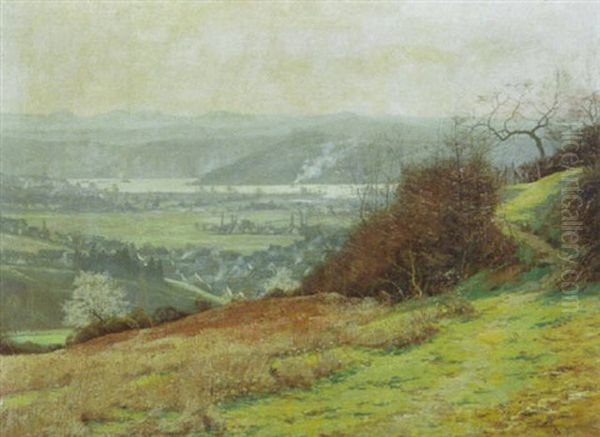 Rheinlandschaft Im Fruhherbst Oil Painting by Alfred Rasenberger