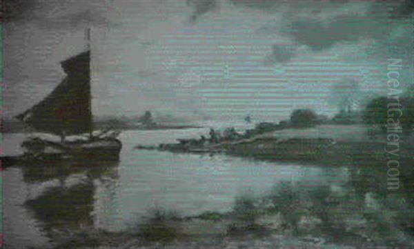 Sonniger Spatherbsttag  Am Niederrhein Oil Painting by Alfred Rasenberger