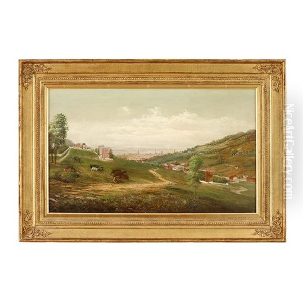 Panoramic View Of Reading, Pa, Most Likely Neversink Mountain Oil Painting by J. Heyl Raser