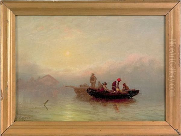 Coastal Scene With Fishermen Oil Painting by J. Heyl Raser