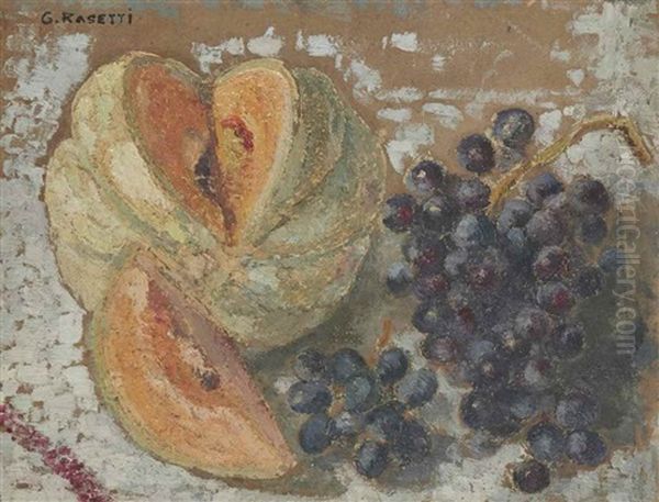 Nature Morte Aux Melon Et Raisins Oil Painting by Georges Rasetti