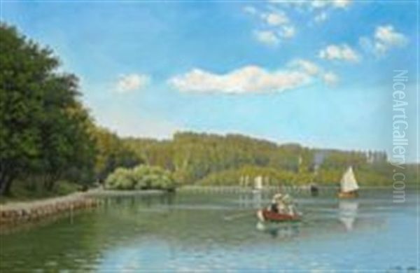 A Summer Day On Svendborgsund Oil Painting by Carl (Jens Erik C.) Rasmussen