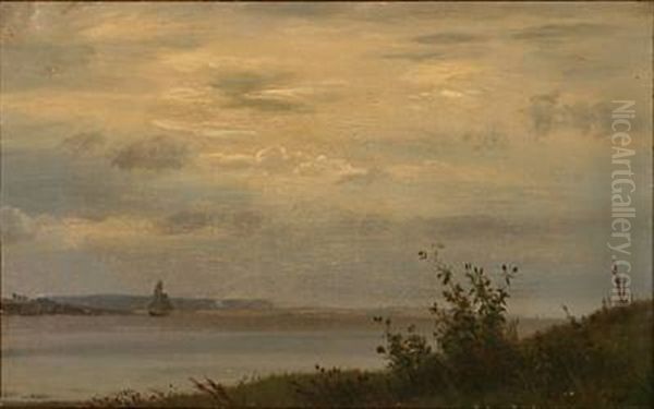 Coastal Scene From Lillebaelt, Denmark Oil Painting by Carl (Jens Erik C.) Rasmussen