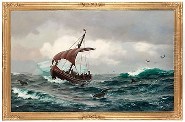 Erik Rode Seglar Mot Gronland Oil Painting by Carl (Jens Erik C.) Rasmussen