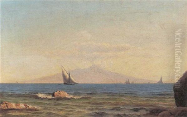 Sejlskibe I Middelhavet Oil Painting by Carl (Jens Erik C.) Rasmussen