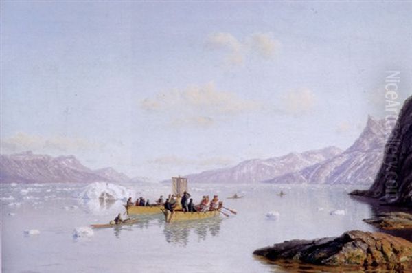 Konebade I En Gronlandsk Fjord Oil Painting by Carl (Jens Erik C.) Rasmussen