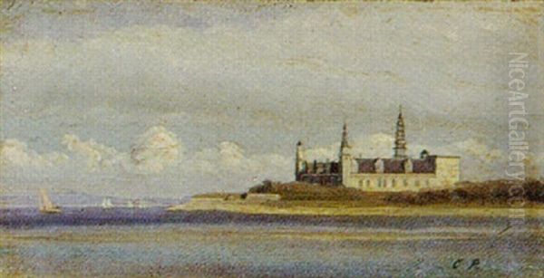 Parti Fra Oresund Med Kronborg Oil Painting by Carl (Jens Erik C.) Rasmussen