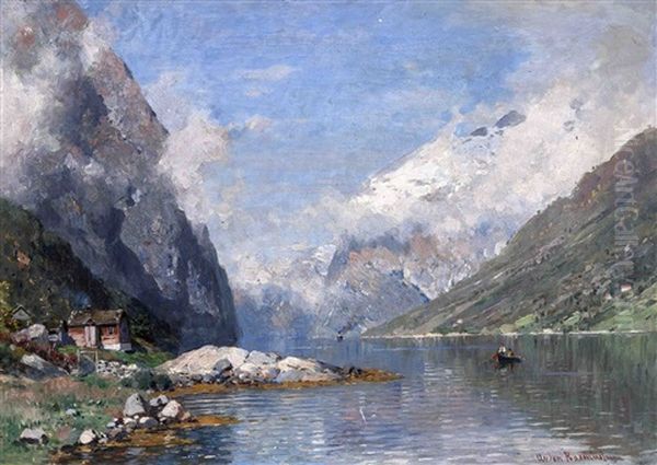 Fjordlandschaft Oil Painting by Georg Anton Rasmussen