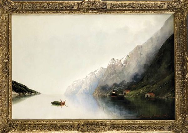 Fjordansicht Oil Painting by Georg Anton Rasmussen