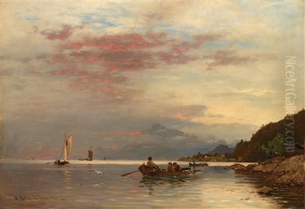 Abendrot Uber Der Bucht by Georg Anton Rasmussen