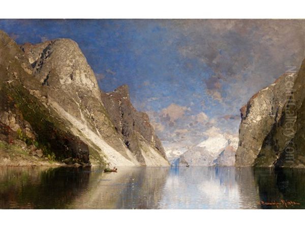 Fjordlandschaft Oil Painting by Georg Anton Rasmussen