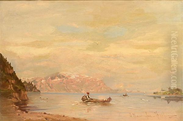 Sommerliche Fjordlandschaft Oil Painting by Georg Anton Rasmussen