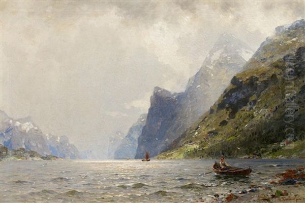 Am Fjord Oil Painting by Georg Anton Rasmussen