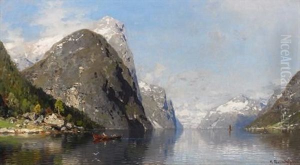 Fruhsommerlicher Fjord Oil Painting by Georg Anton Rasmussen