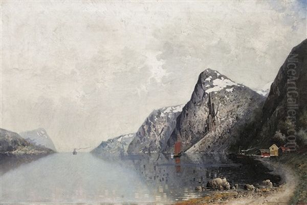 Fjordlandschaft Oil Painting by Georg Anton Rasmussen