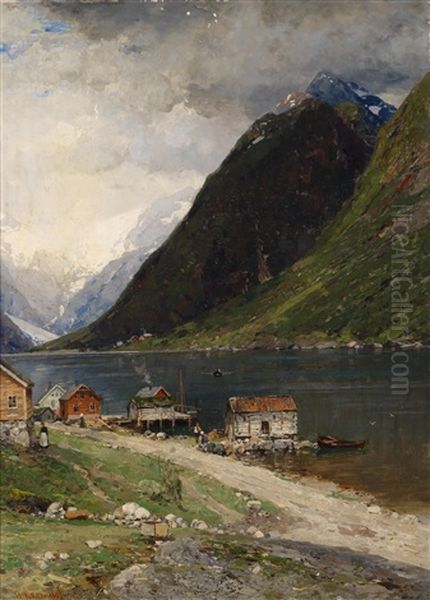 Fjordlandschaft Oil Painting by Georg Anton Rasmussen