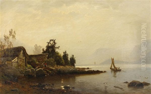 Ausfahrt Der Fischer Am Fjord Oil Painting by Georg Anton Rasmussen