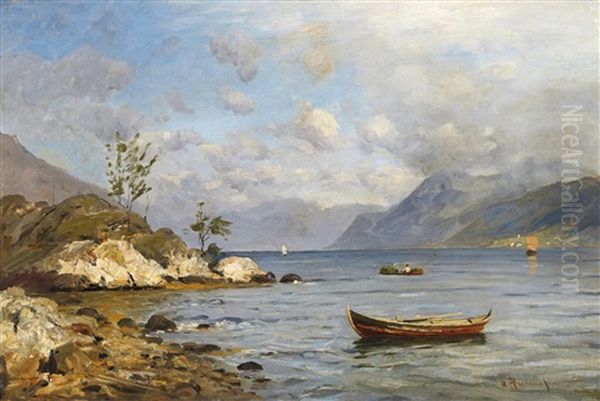 Fjordlandschaft Oil Painting by Georg Anton Rasmussen